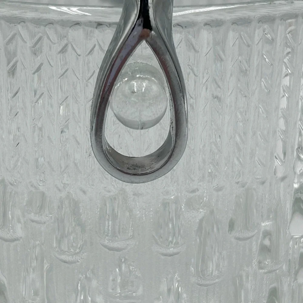 Teleflora Glass Ice Bucket Vintage Mid Century w/ Chrome‎ Handle Made in France